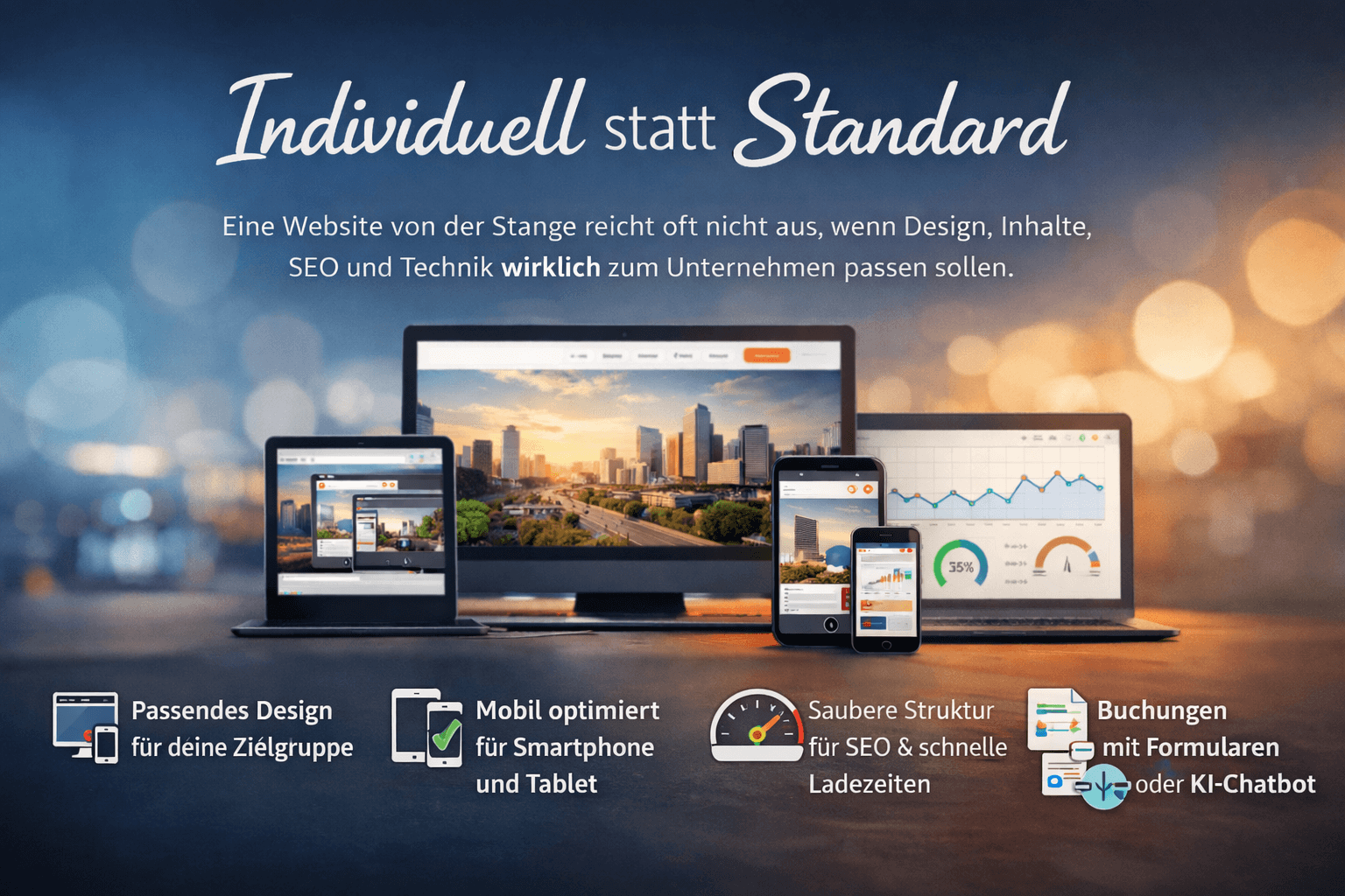 Professionelles Webdesign auf Desktop, Tablet und Smartphone